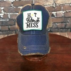 Hot Blonde Mess Distressed trucker hat - NEW
